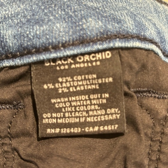 BLACK ORCHID LA Sz 28 MIA Mid-Rise Skinny Flare Mid-Wash Distressed Denim Jeans - Picture 13 of 13